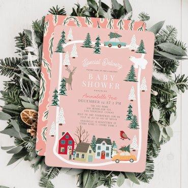 Special Delivery Holiday Town Pink