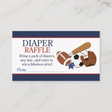 Sports All Stars Boy Baby Shower Diaper Raffle Enclosure Card