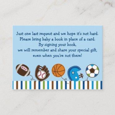 Sports Baby Shower Book Request Cards