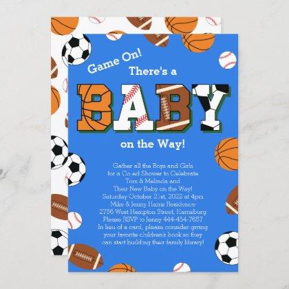Sports Baby Shower Co-ed Theme Invitation