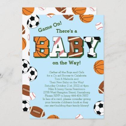 Sports Baby Shower Co-ed Theme Invitation