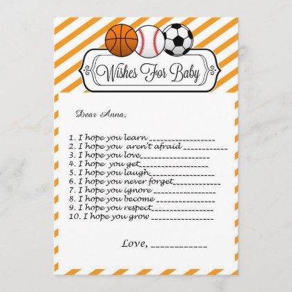 Sports Baby Shower Wishes for Baby Invitation