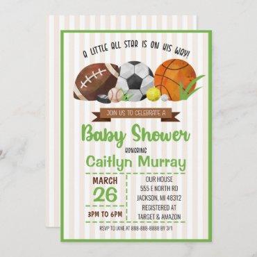 Sports Themed Baby Shower Invite