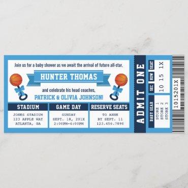 Sports Ticket Baby Shower Invitation, Blue Invitation