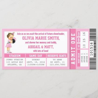 Sports Ticket Baby Shower Invitation, Girl, Pink Invitation