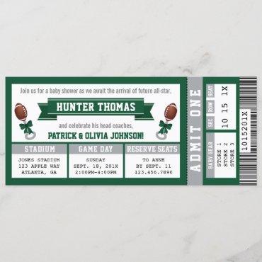Sports Ticket Baby Shower Invitation, Hunter Green Invitation