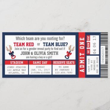 Sports Ticket Gender Reveal Invitation, Baseball Invitation