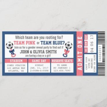 Sports Ticket Gender Reveal Invitation, Soccer Invitation