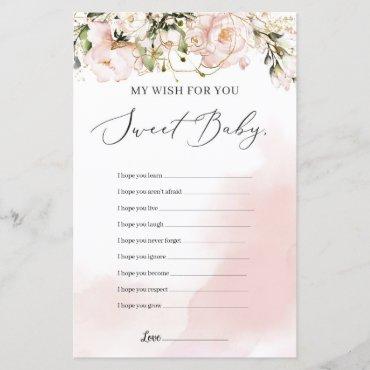 Spring blush pink floral wishes for the baby game