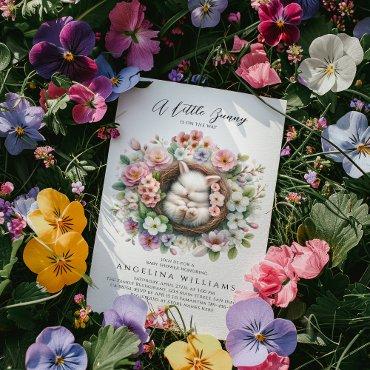 Spring colorful floral bunny Baby Girl Shower