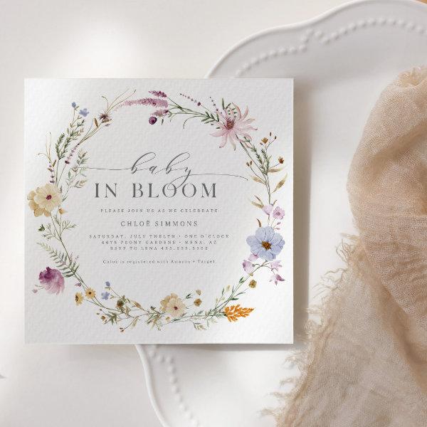 Spring Floral Baby in Bloom Square Baby Shower