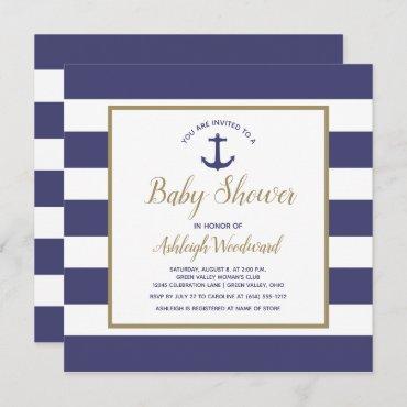 Square Nautical Anchor Navy Blue Boy