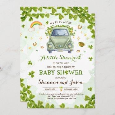 St Patrick's Little Shamrock Drive By Baby Shower Invitation