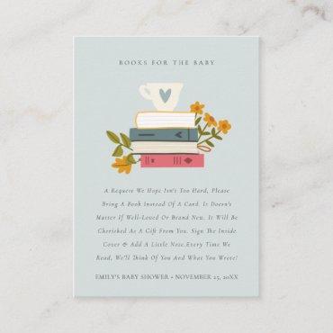 Stacked Storybooks Floral Books For Baby Shower Enclosure Card