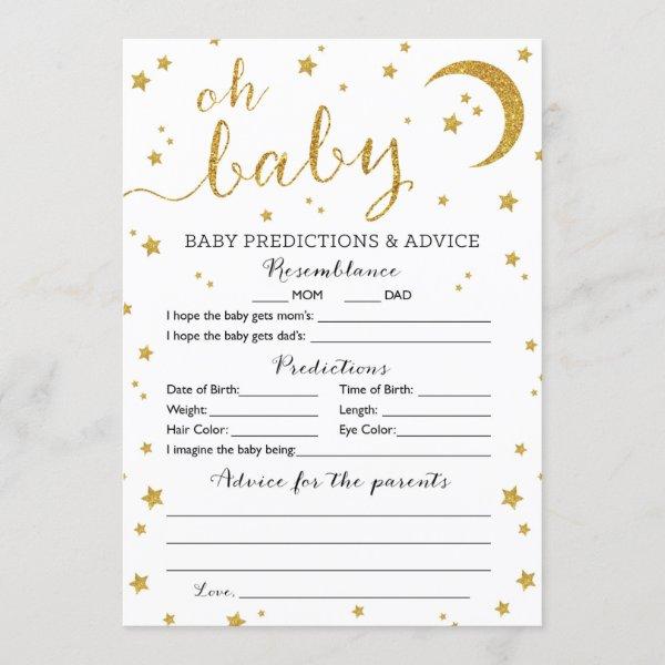 Star Gold Glitter Baby Predictions and Advice Card