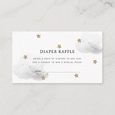 Star & Gray Cloud Baby Shower Diaper Raffle Ticket Enclosure Card