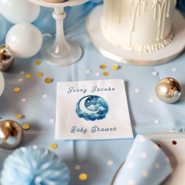 Stars and moon dreamy baby shower blue  napkins