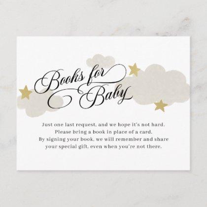 Stars Books Insert For Baby Shower Enclosure Card