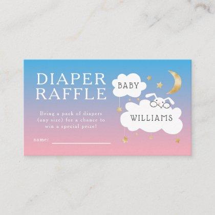Stars Bunny Pink Blue Baby Shower Diaper Raffle Enclosure Card