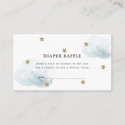 Stars & Clouds Baby Shower Diaper Raffle Ticket Enclosure Card