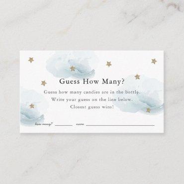 Stars Clouds Guess How Many Blue Baby Shower Game Enclosure Card
