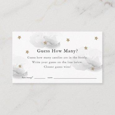 Stars Clouds Guess How Many Gray Baby Shower Game Enclosure Card