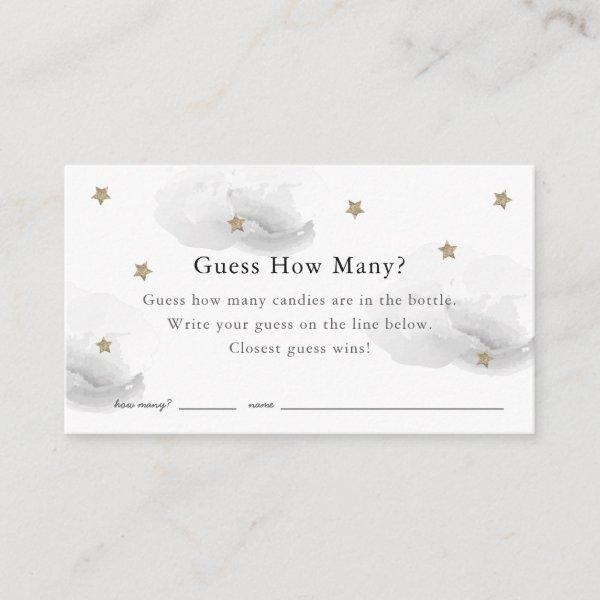 Stars Clouds Guess How Many Gray Baby Shower Game Enclosure Card
