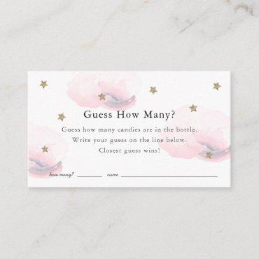 Stars Clouds Guess How Many Pink Baby Shower Game Enclosure Card
