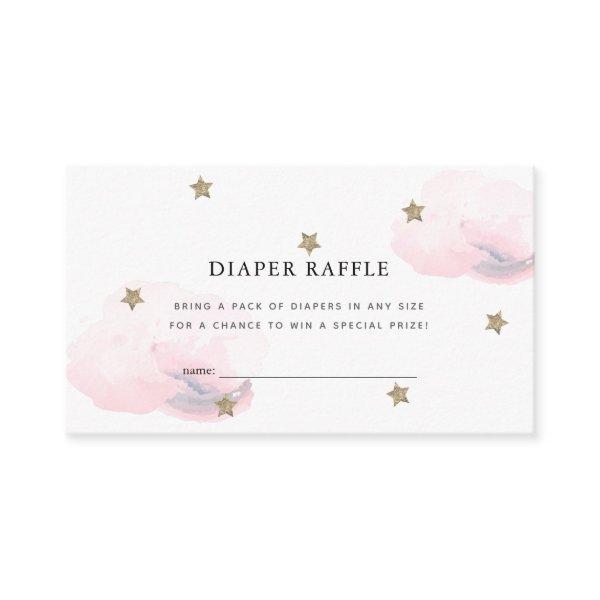 Stars Pink Clouds Baby Shower Diaper Raffle Ticket Enclosure Card