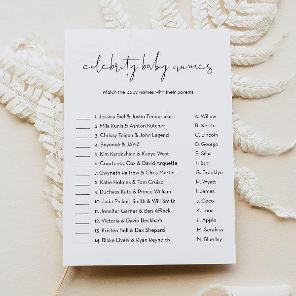 STELLA Celebrity Baby Name Baby Shower Game