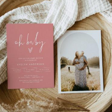 STELLA Minimalist Photo Pink Oh Baby Shower