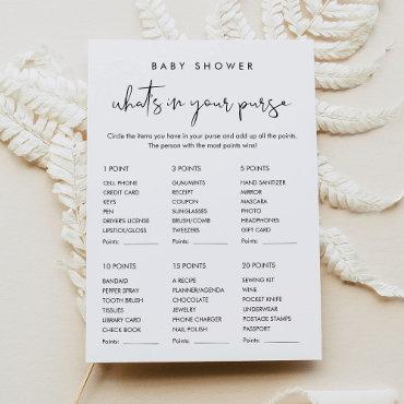STELLA Whats In Your Purse Baby Shower Game Card