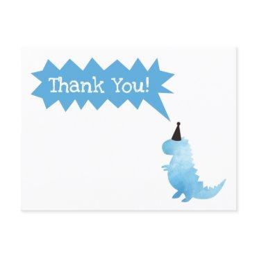 Stomp and Chomp Blue Dinosaur Theme Thank You Holiday Postcard