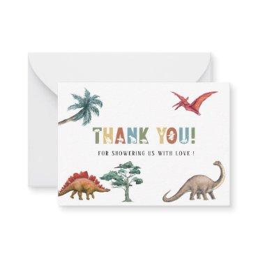Stomp Chomp Roar Watercolor BirthdayFlat Note Card