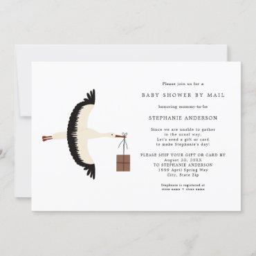 Stork and package Baby Shower by mail Invitation