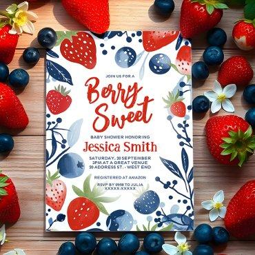 Strawberry Blueberries Berry Sweet Baby Shower