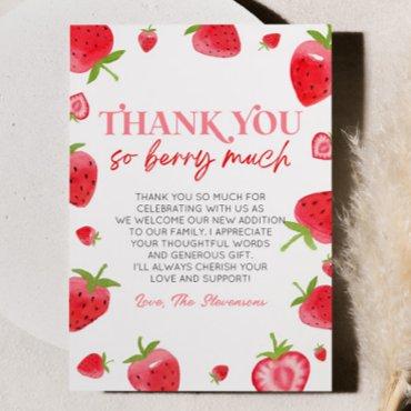 Strawberry Fruit A Berry Sweet Baby Shower Thank You Card
