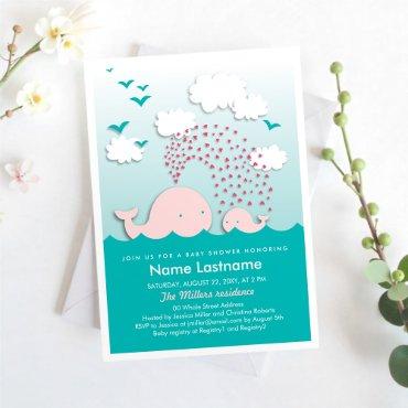 Stylish Pink Whales Hearts Mint