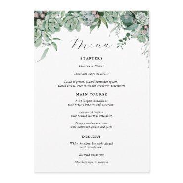 Succulent and Eucalyptus Greenery Wedding Menu