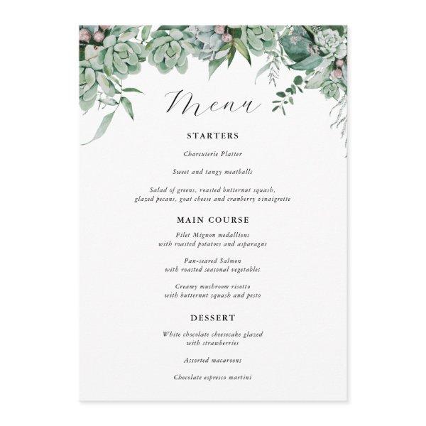 Succulent and Eucalyptus Greenery Wedding Menu