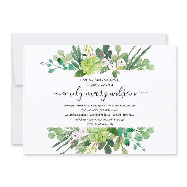 SUCCULENT FOLIAGE WREATH WATERCOLOR