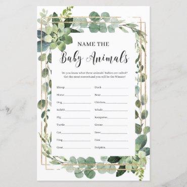 Succulent name the baby animals baby shower game