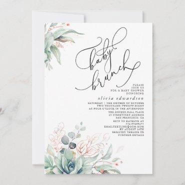 Succulents Greenery Brunch Baby Shower Invitation