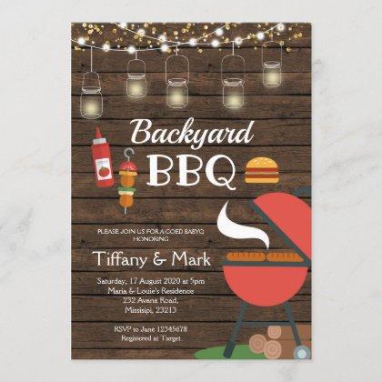Summer Backyard BBQ coed baby shower Invitation