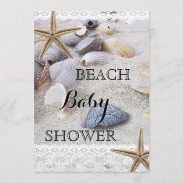 Summer Beach Shells Baby Shower Invitation