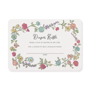 Summer Garden Party Floral Diaper Raffle Insert