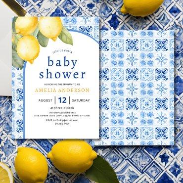 Summer Italian Blue Tiles Lemon