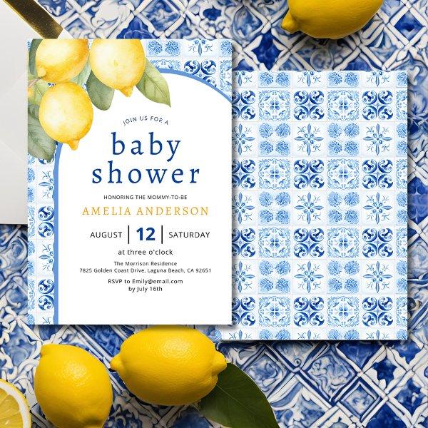 Summer Italian Blue Tiles Lemon