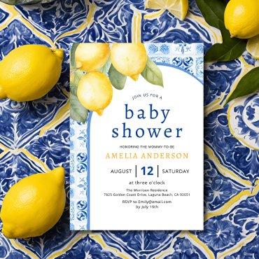 Summer Italian Blue Tiles Lemon