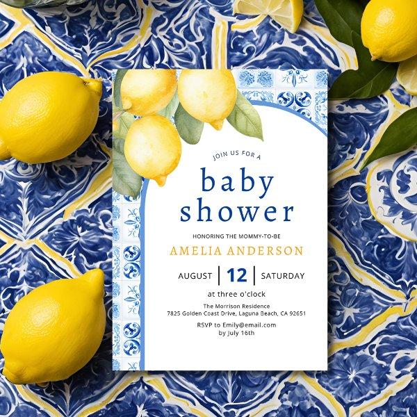 Summer Italian Blue Tiles Lemon